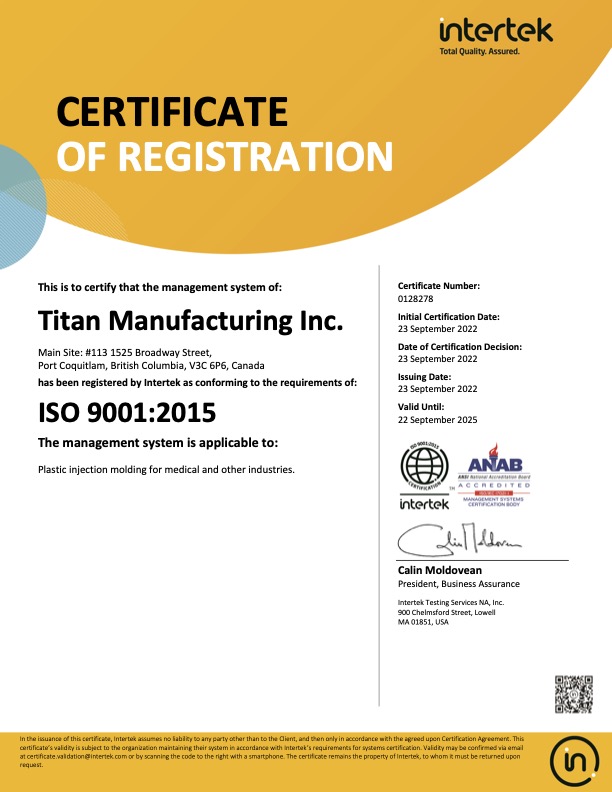 Certified Injection Molders Verified Certification High Quality